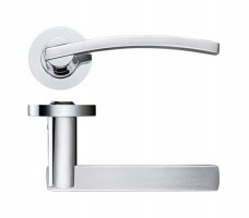 Stanza Door Handles Adria Lever on Screw on Rose Dual Finish Satin & Polished Chrome 23.06