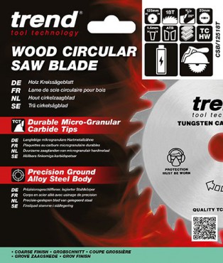 TREND CSB/12518T WOOD SAWBLADE 125X20X18TX1.5