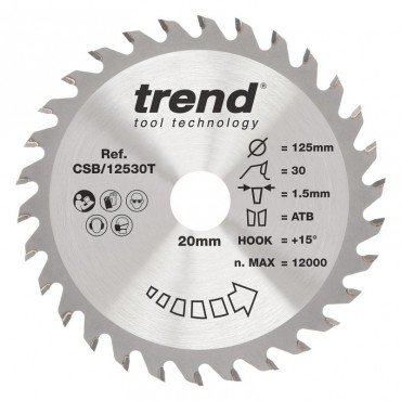 TREND CSB/12530T WOOD SAWBLADE 125X20X30TX1.5