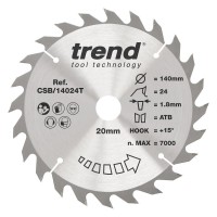 TREND CSB/14024T WOOD SAWBLADE 140X20X24TX1.8 26.30