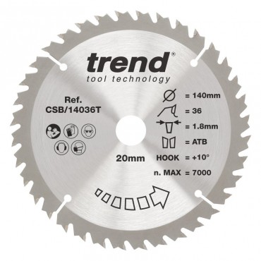 TREND CSB/14036T WOOD SAWBLADE 140X20X36TX1.8