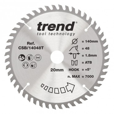 TREND CSB/14048T WOOD SAWBLADE 140X20X48TX1.8