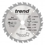 TREND CSB/16224 WOOD SAWBLADE 162X20X24TX1.8 32.16