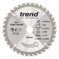 TREND CSB/16536B WOOD SAWBLADE 165X20X36TX2.4 34.10