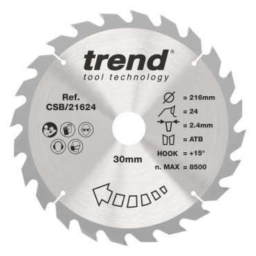 TREND CSB/21624 WOOD SAWBLADE 216X30X24TX2.4