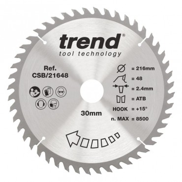 TREND CSB/21648 WOOD SAWBLADE 216X30X48TX2.4