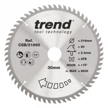 TREND CSB/21660 WOOD SAWBLADE 216X30X60TX2.4