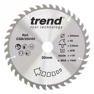 TREND CSB/25040 WOOD SAWBLADE 250X30X40TX2.8