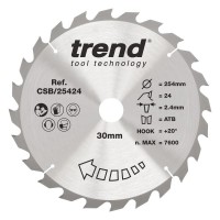 TREND CSB/25424 WOOD SAWBLADE 254X30X24TX2.4 53.59