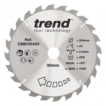 TREND CSB/25424 WOOD SAWBLADE 254X30X24TX2.4