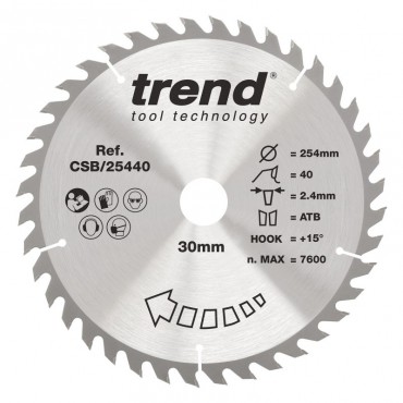 TREND CSB/25440 WOOD SAWBLADE 254X30X40TX2.4