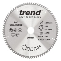 TREND CSB/26080 WOOD SAWBLADE 260X30X80TX2.3 84.77