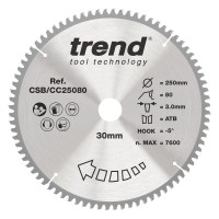 TREND CSB/CC25080 WOOD CC SAWBLADE 250X30X80TX3.0 72.10