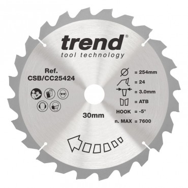 TREND CSB/CC25424 WOOD CC SAWBLADE 254X30X24TX3.0