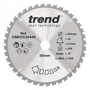 TREND CSB/CC25440 WOOD CC SAWBLADE 254X30X40TX3.0