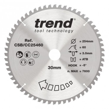 TREND CSB/CC25460 WOOD CC SAWBLADE 254X30X60TX3.0