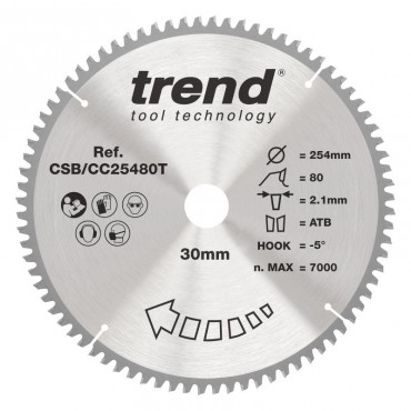 TREND CSB/CC25480T WOOD CC SAWBLADE 254X30X80TX2.1