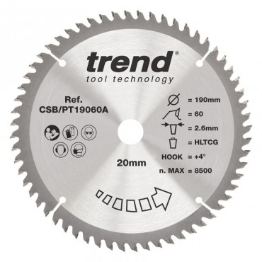 TREND CSB/PT19060A HPL SAWBLADE 190X20X60TX2.6