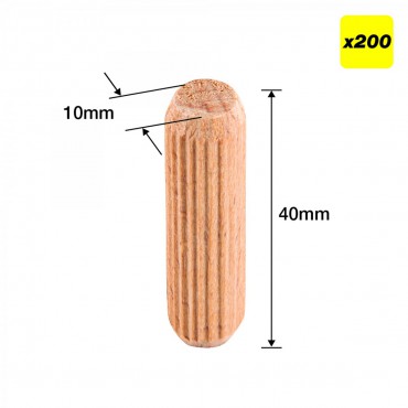 Trend DWL/10X40/200 Dowels 10 x 40mm Pack of 200