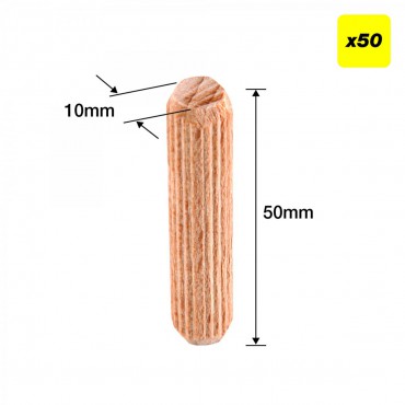 Trend DWL/10X50/50 Dowels 10 x 50mm Pack of 50