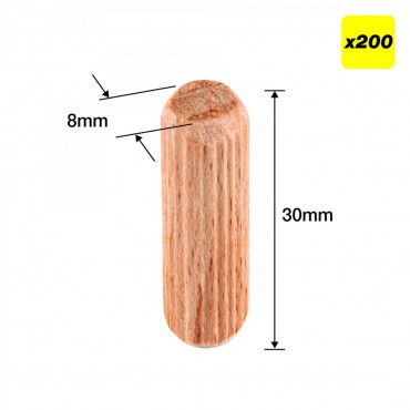 Trend DWL/8X30/200 Dowels 8 x 30mm Pack of 200