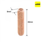 Trend DWL/8X40/200 Dowels 8 x 40mm Pack of 200 6.49