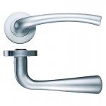 Door Handles Stanza Assisi Lever on Round Rose Satin Nickel ZPZ010SN 17.01