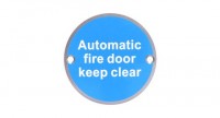 76mm Dia Automatic Fire Door Keep Clear Sign Brass BS5499 5.60