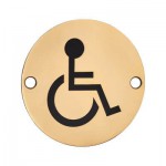 Disabled Toilet Sign Symbol 76mm Diameter Brass 5.60