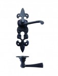 Foxcote Foundries FF611EP Fleur De Lys Euro Profile Lock Door Handles Black Antique 20.06