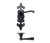 Foxcote Foundries FF612 Fleur De Lys Lever Latch Door Handles Black Antique 20.06