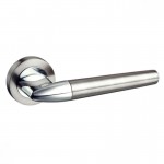 Mediterranean Toulon Door Handles on Rose M-191-SN/CP Satin Nickel / Polished Chrome 25.14