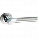 Mediterranean Tunis Door Handles on Rose M-125-SN/CP Satin Nickel / Polished Chrome 25.75