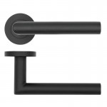 Door Handles Rosso Tecnica Lugano Lever on Round Rose RT010PCB Powder Coated Black 24.33