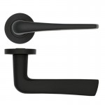 Door Handles Rosso Tecnica Como Lever on Round Rose RT020PCB Powder Coated Black 33.02