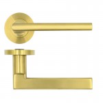 Door Handles Rosso Tecnica Varese Lever on Round Rose RT040PVDSB Satin Brass 33.29