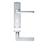 Zoo Door Handles Leon Lever Lock on Backplate Satin Chrome 14.12