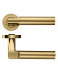 Door Handles Stanza Milan Lever on Round Rose Favo Satin Brass ZPZ030-FSB 23.69