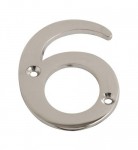 75mm Door Number 6 Polished Chrome 2.58