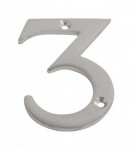 75mm Door Number 3 Satin Chrome 4.32