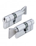 Vier Euro Cylinder & Turn 70mm 5 pin Satin Chrome Keyed Alike KA11 18.10