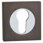 Fortessa Euro Escutcheons on Square Rose Gun Metal Grey & Polished Chrome per Pair 12.01