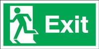 Exit Sign Running Man Left 200 x 100mm BS60 Rigid Self Adhesive BS5499 7.42