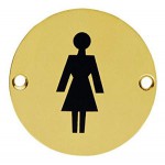 Female Toilet Sign Symbol 76mm Diameter Brass 5.60