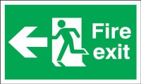 Fire Exit Sign Running Man Arrow Left 600 x 200mm BS1 Rigid Self Adhesive BS5499 12.98