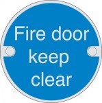 76mm Dia Fire Door Keep Clear Sign Brass BS5499 5.60