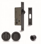 Flush Handle Sliding Door Privacy Lock Set Marcus RD2308-40-BLK Matt Black Round Rose 72.45