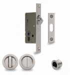 Flush Handle Sliding Door Privacy Lock Set Marcus RD2308-40-SN Satin Nickel Round Rose 72.45