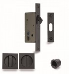 Flush Handle Sliding Door Privacy Lock Set Marcus SQ2308-40-BLK Matt Black Square Rose 72.45