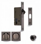 Flush Handle Sliding Door Privacy Lock Set Marcus SQ2308-40-MB Matt Bronze Square Rose 72.45